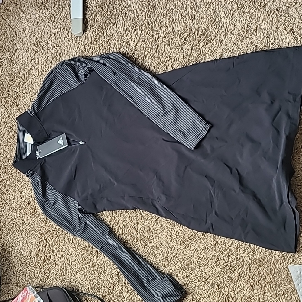adidas Black Dress with Gray Striped Sleeves